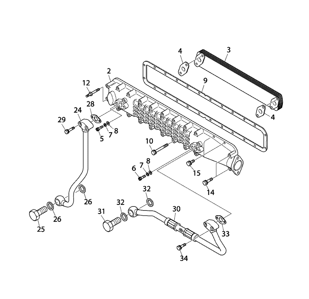 Engine Group - Oil Cooler Diagram and Parts List for 080087-00  Briggs and Stratton Generator